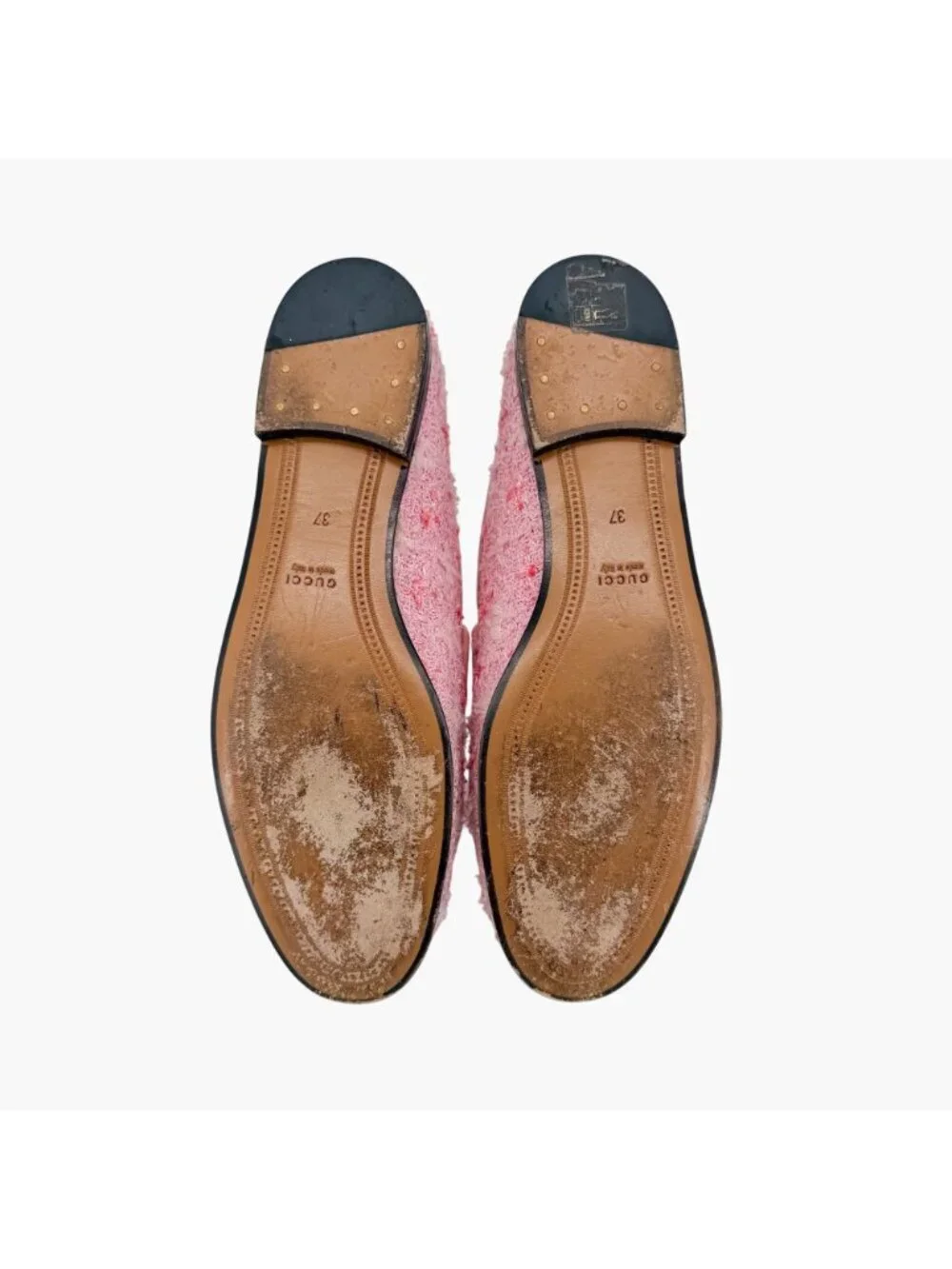 Gucci Jordaan Light Pink Tweed Horsebit Loafers Size 37 US 7 Women's Flats - Picture 12 of 15